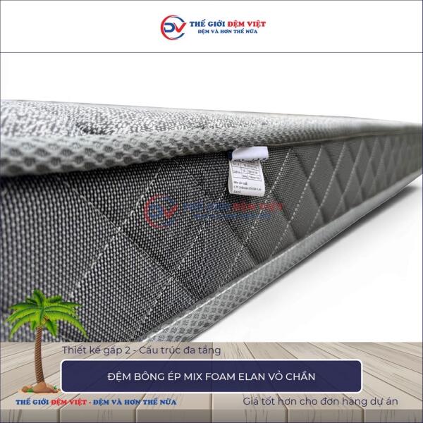 Đệm bông ép mix foam Elan vỏ chần 2